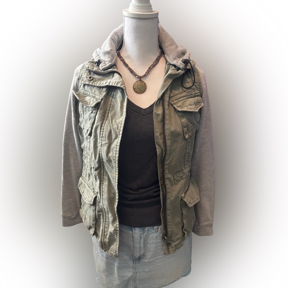 🧥 Rachel Roy Utility Jacket XS • Olive Green Hooded Style • Orig ~$189 🤎